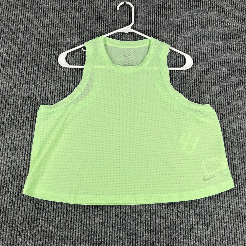 Nike Tank Trop Cropped Womens Large Green Sleeveless Active Workout Training New